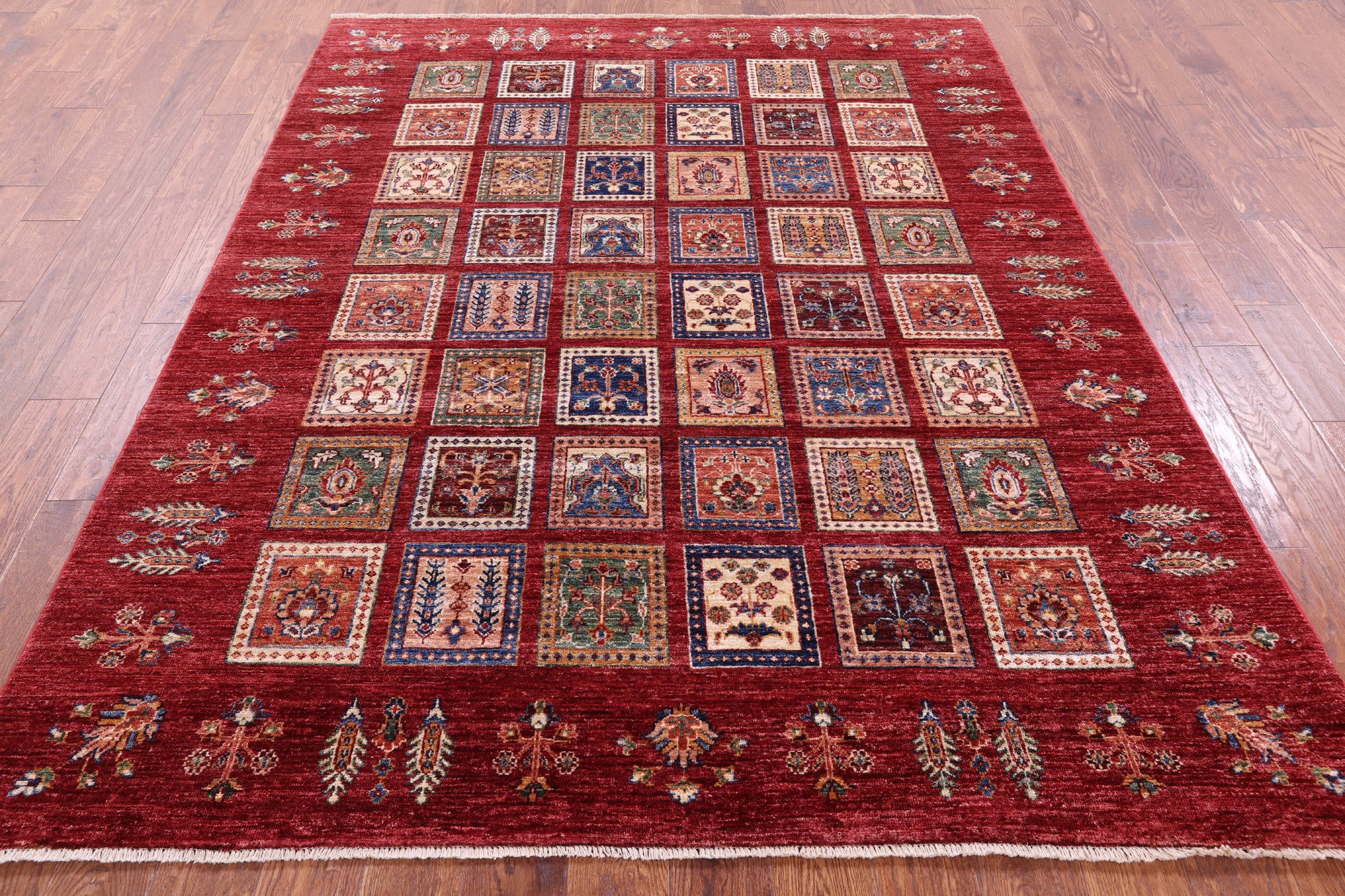 Red Garden Design Persian Hand Knotted Wool Rug - 6' 2" X 7' 10" - Golden Nile