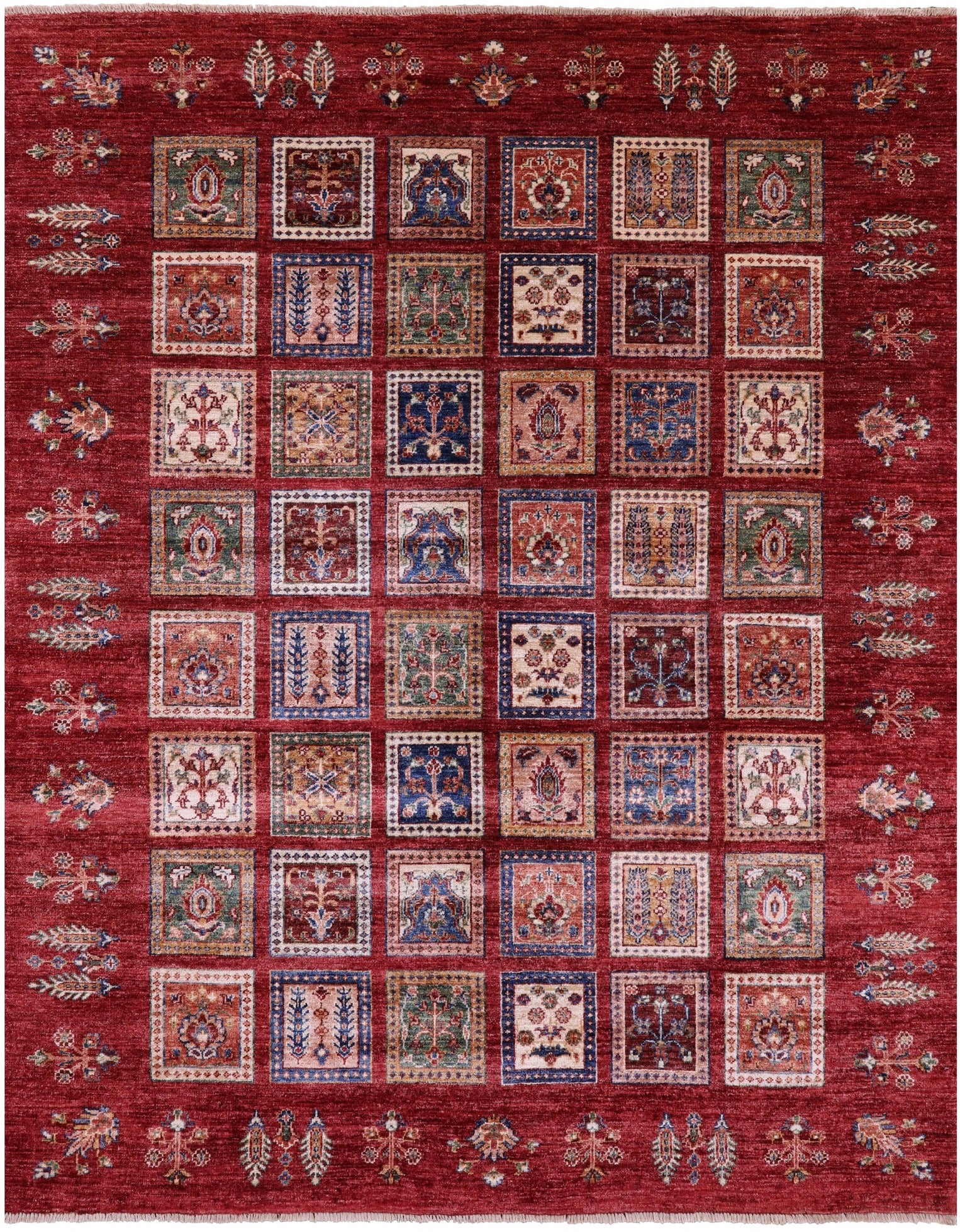 Red Garden Design Persian Hand Knotted Wool Rug - 6' 2" X 7' 10" - Golden Nile
