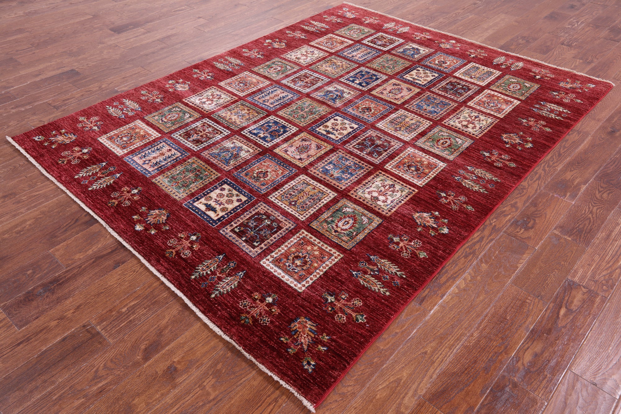 Red Garden Design Persian Hand Knotted Wool Rug - 6' 2" X 7' 10" - Golden Nile