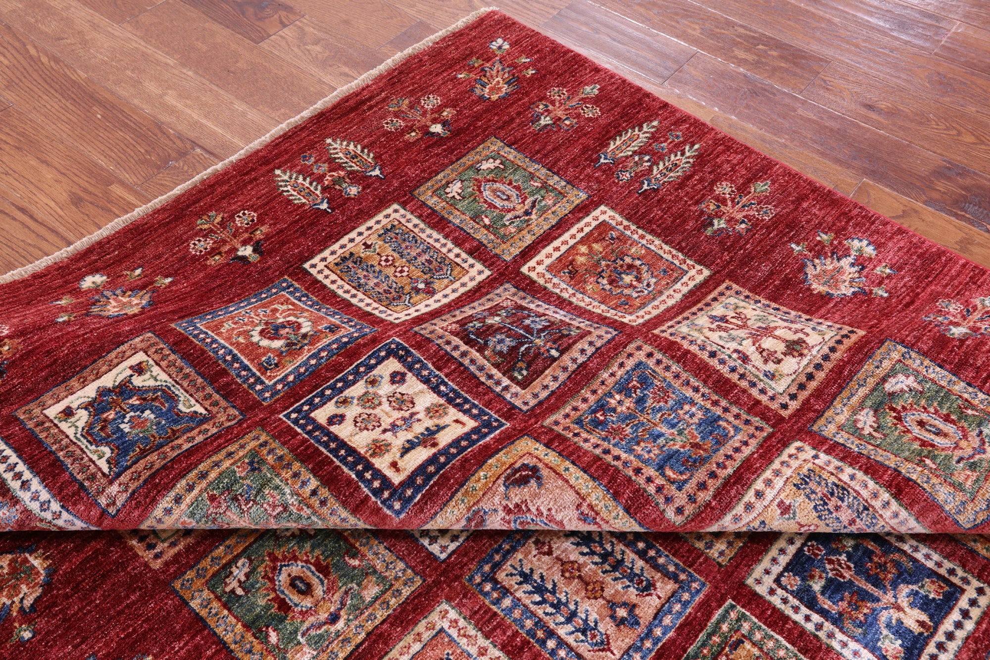 Red Garden Design Persian Hand Knotted Wool Rug - 6' 2" X 7' 10" - Golden Nile