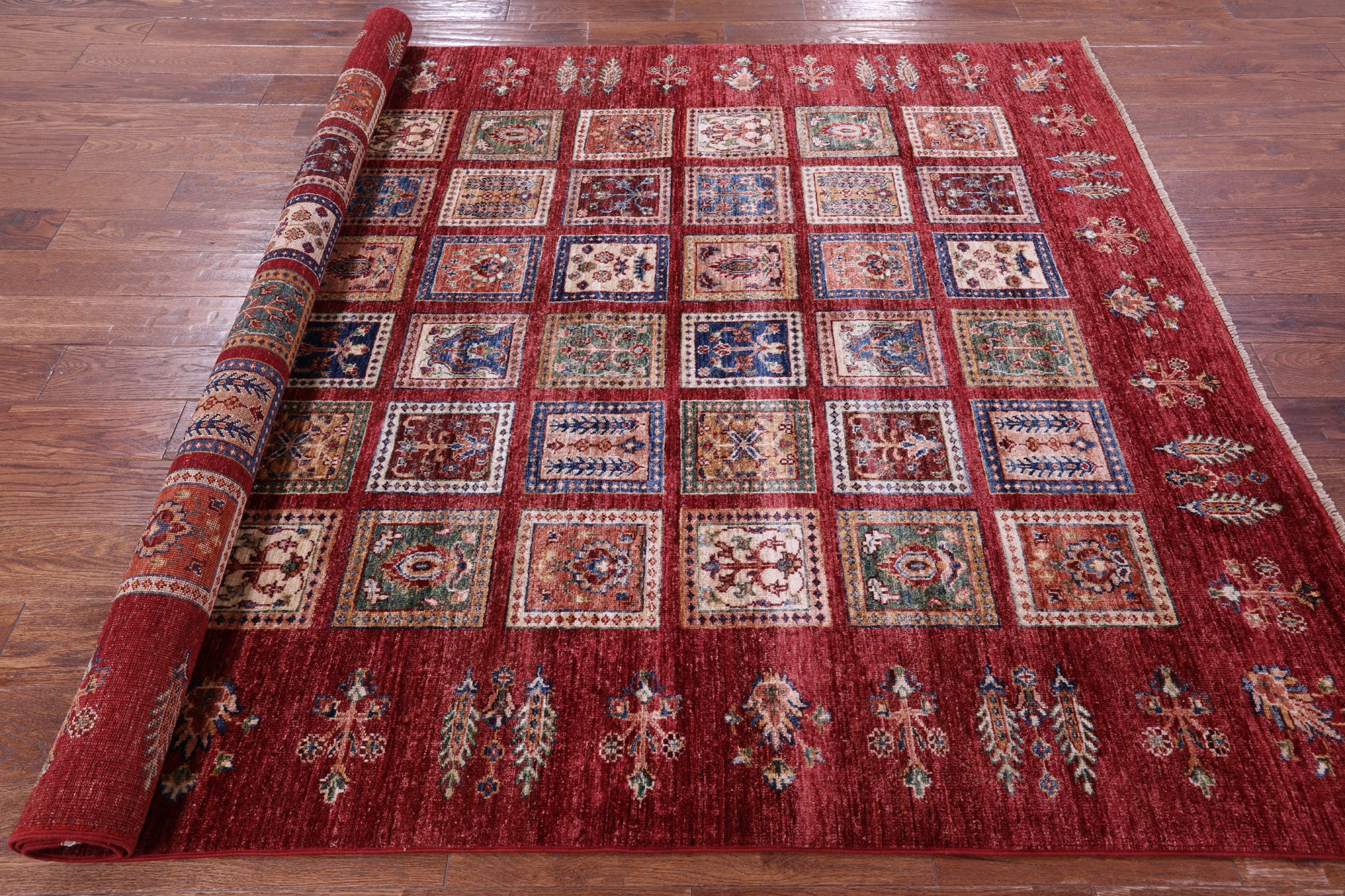 Red Garden Design Persian Hand Knotted Wool Rug - 6' 2" X 7' 10" - Golden Nile