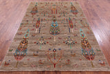 Tribal Persian Gabbeh Hand Knotted Wool Rug - 5' 10" X 8' 0" - Golden Nile
