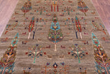 Tribal Persian Gabbeh Hand Knotted Wool Rug - 5' 10" X 8' 0" - Golden Nile
