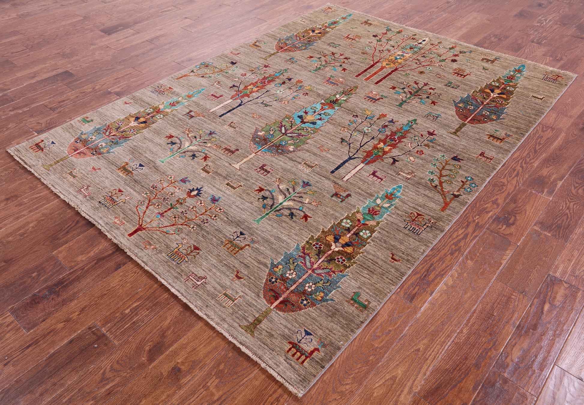 Tribal Persian Gabbeh Hand Knotted Wool Rug - 5' 10" X 8' 0" - Golden Nile
