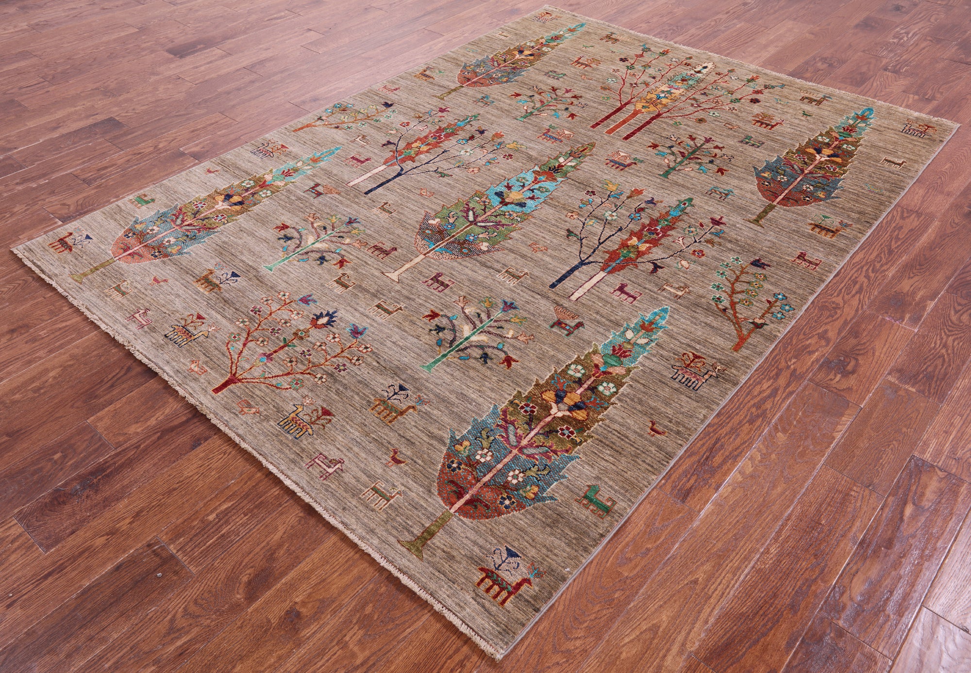 Tribal Persian Gabbeh Hand Knotted Wool Rug - 5' 10" X 8' 0" - Golden Nile