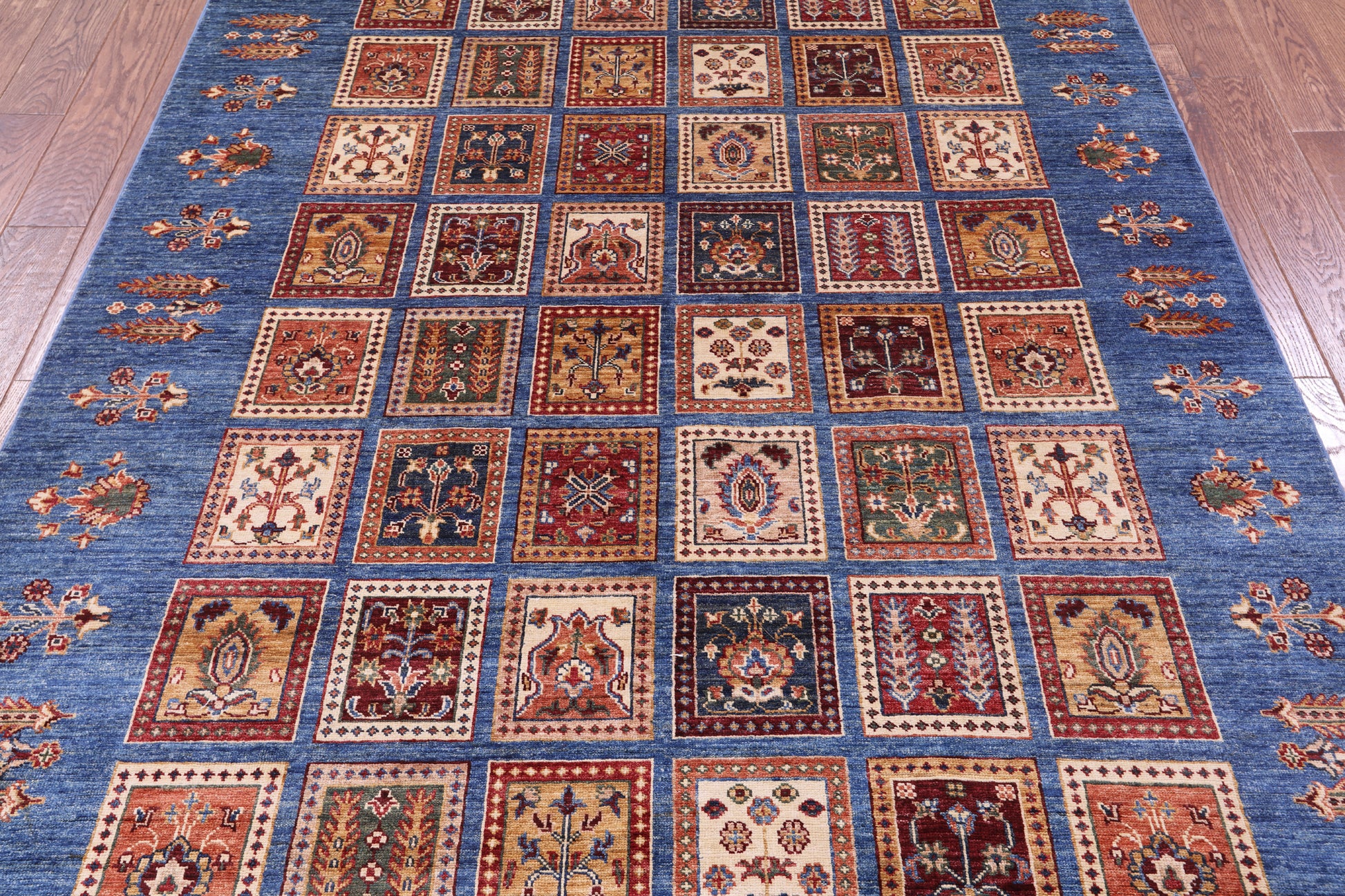 Blue Garden Design Persian Hand Knotted Wool Rug - 6' 0" X 8' 3" - Golden Nile