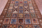 Brown Garden Design Persian Hand Knotted Wool Rug - 5' 9" X 8' 4" - Golden Nile