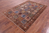 Brown Garden Design Persian Hand Knotted Wool Rug - 5' 9" X 8' 4" - Golden Nile