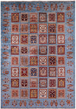 Blue Garden Design Persian Handmade Wool Rug - 5' 6" X 7' 10" - Golden Nile