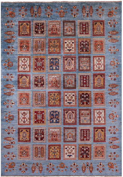 Blue Garden Design Persian Handmade Wool Rug - 5' 6" X 7' 10" - Golden Nile