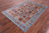 Blue Garden Design Persian Handmade Wool Rug - 5' 6" X 7' 10" - Golden Nile