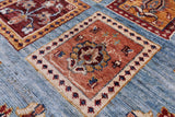 Blue Garden Design Persian Handmade Wool Rug - 5' 6" X 7' 10" - Golden Nile