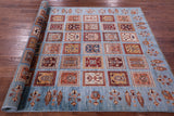 Blue Garden Design Persian Handmade Wool Rug - 5' 6" X 7' 10" - Golden Nile