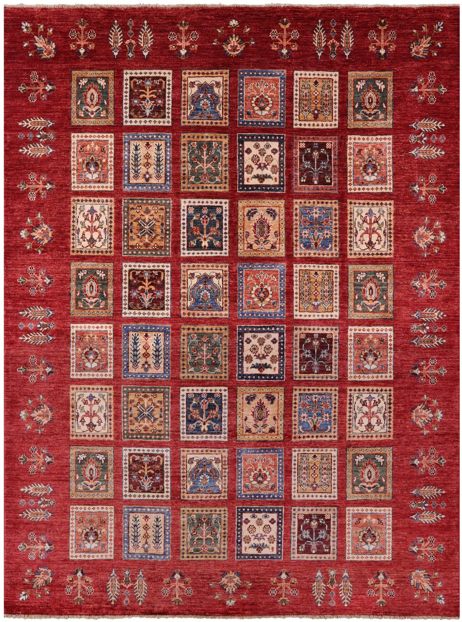 Red Garden Design Persian Handmade Wool Rug - 5' 11" X 7' 10" - Golden Nile