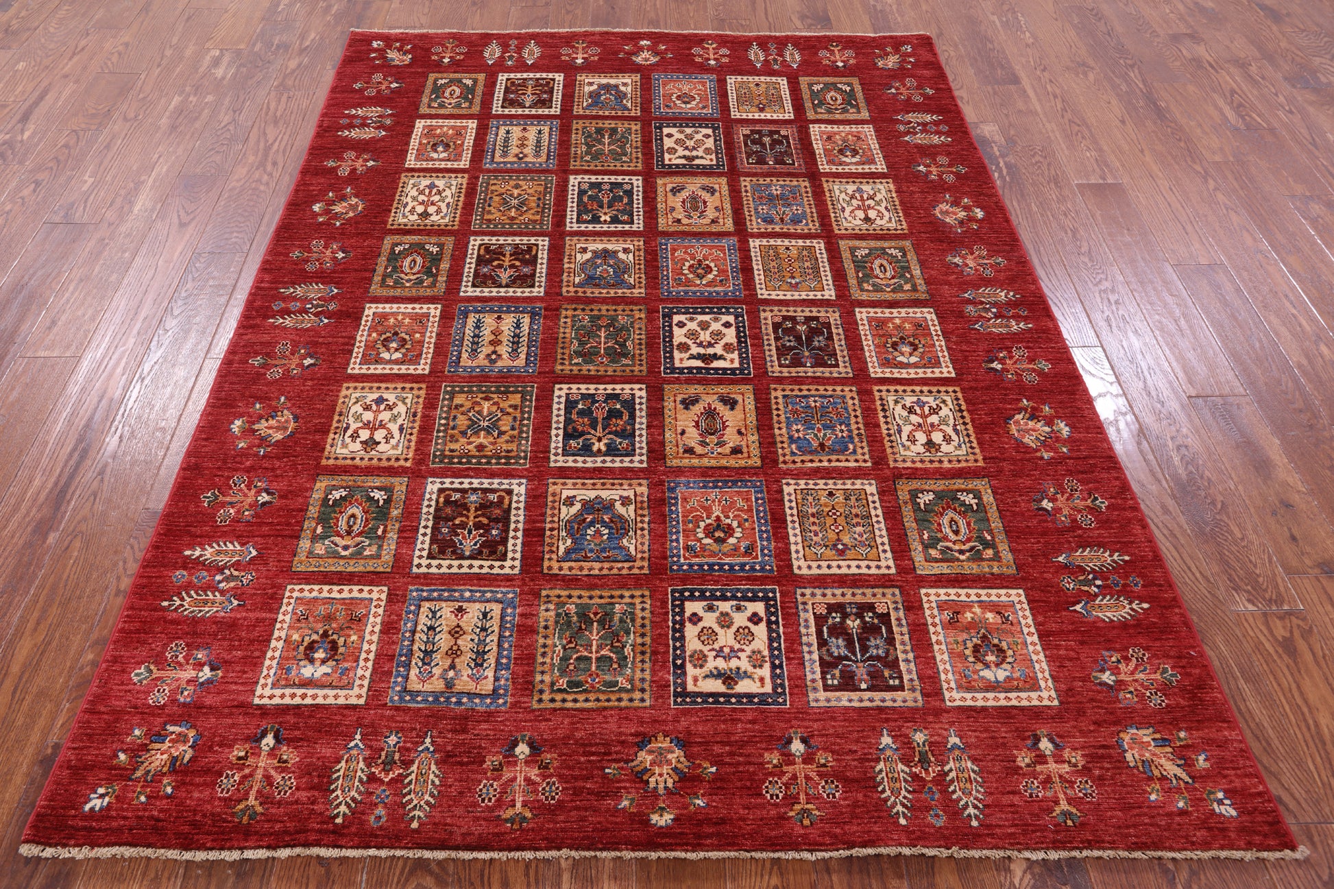 Red Garden Design Persian Handmade Wool Rug - 5' 11" X 7' 10" - Golden Nile