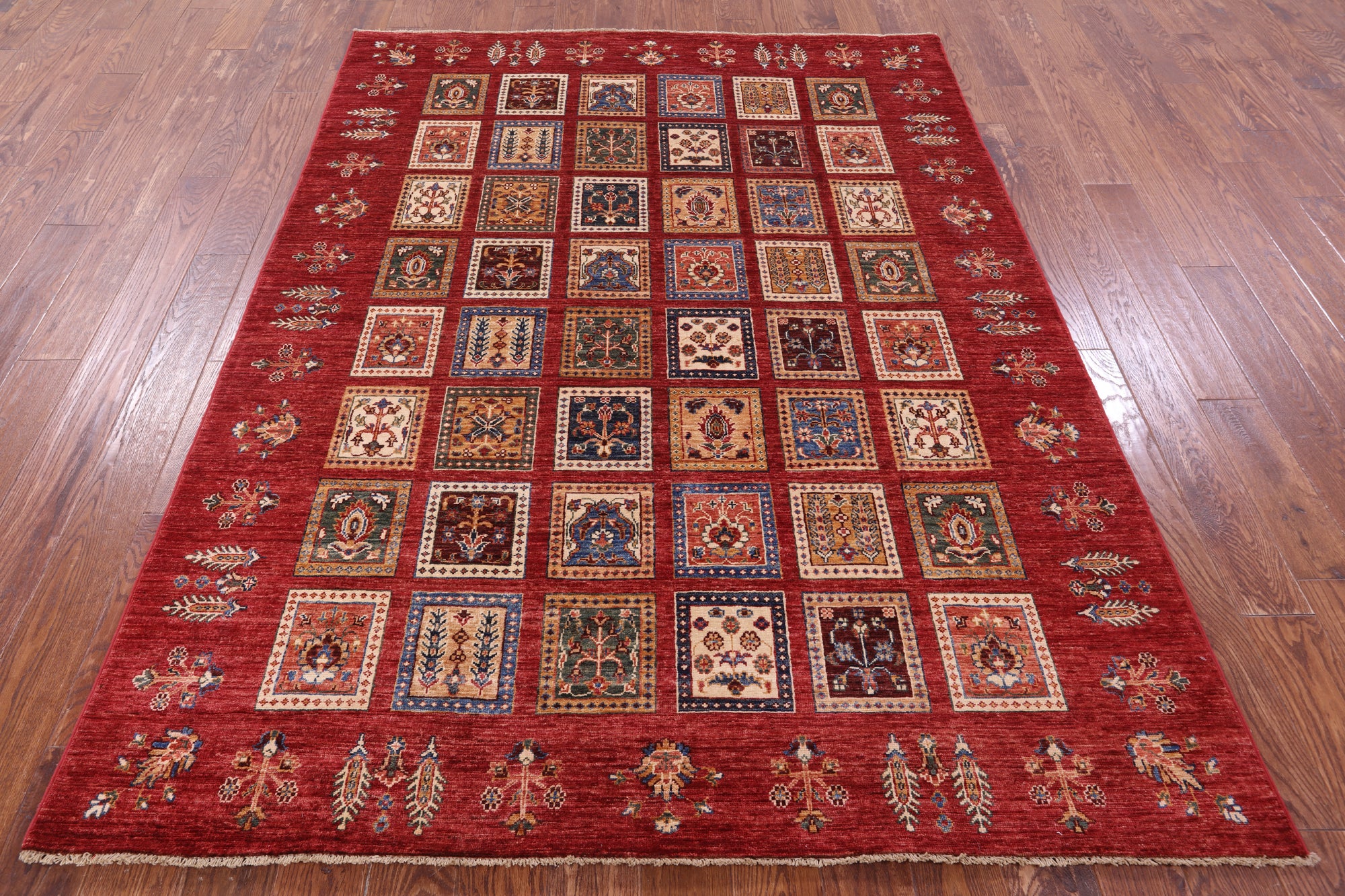 Red Garden Design Persian Handmade Wool Rug - 5' 11" X 7' 10" - Golden Nile