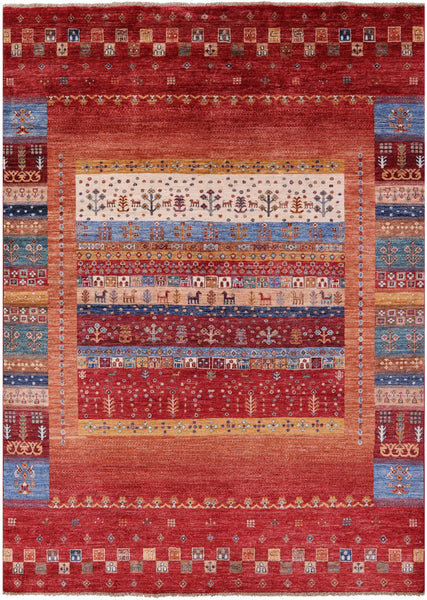 Tribal Persian Gabbeh Hand Knotted Wool Rug - 5' 7" X 7' 10" - Golden Nile