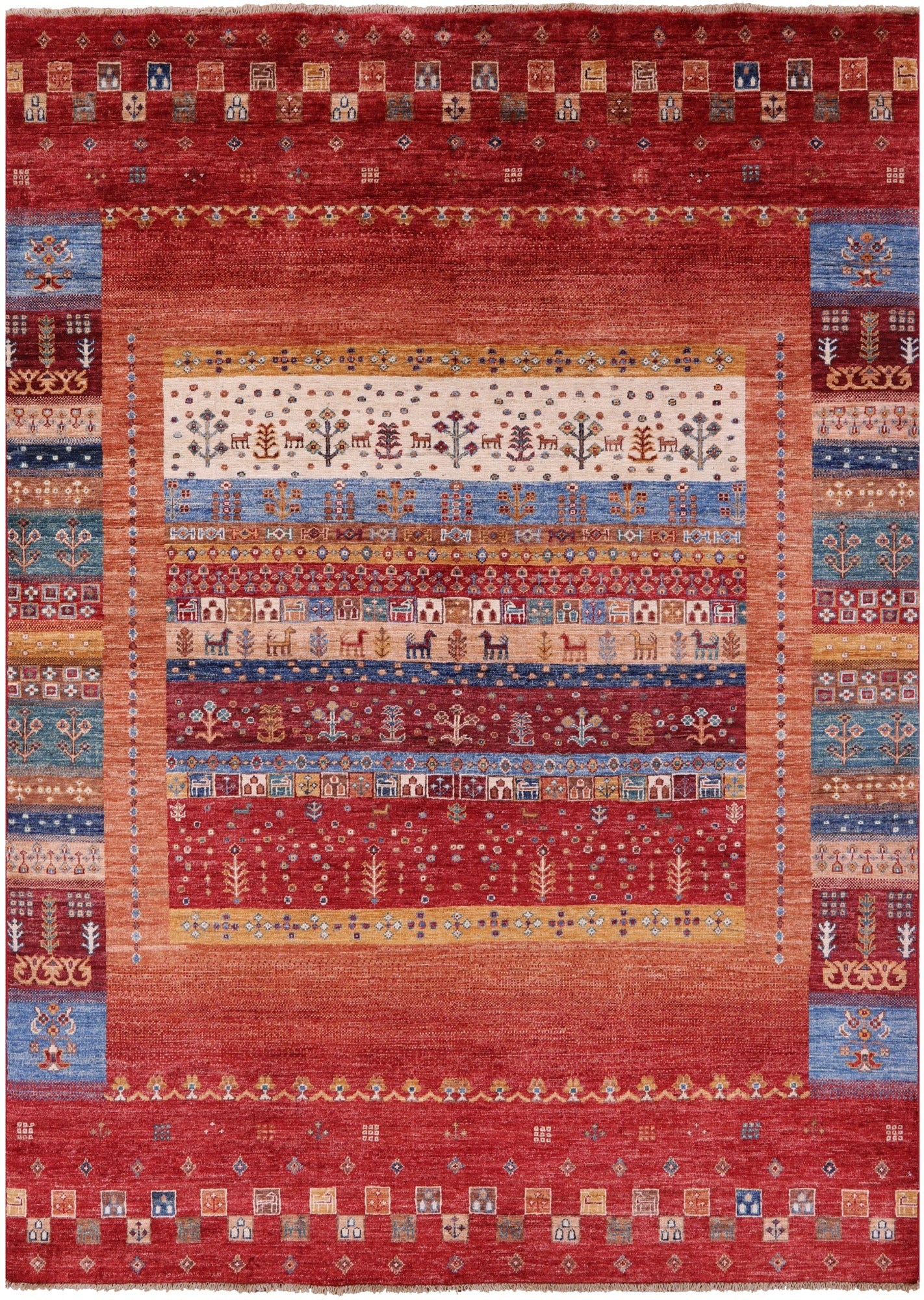 Tribal Persian Gabbeh Hand Knotted Wool Rug - 5' 7" X 7' 10" - Golden Nile
