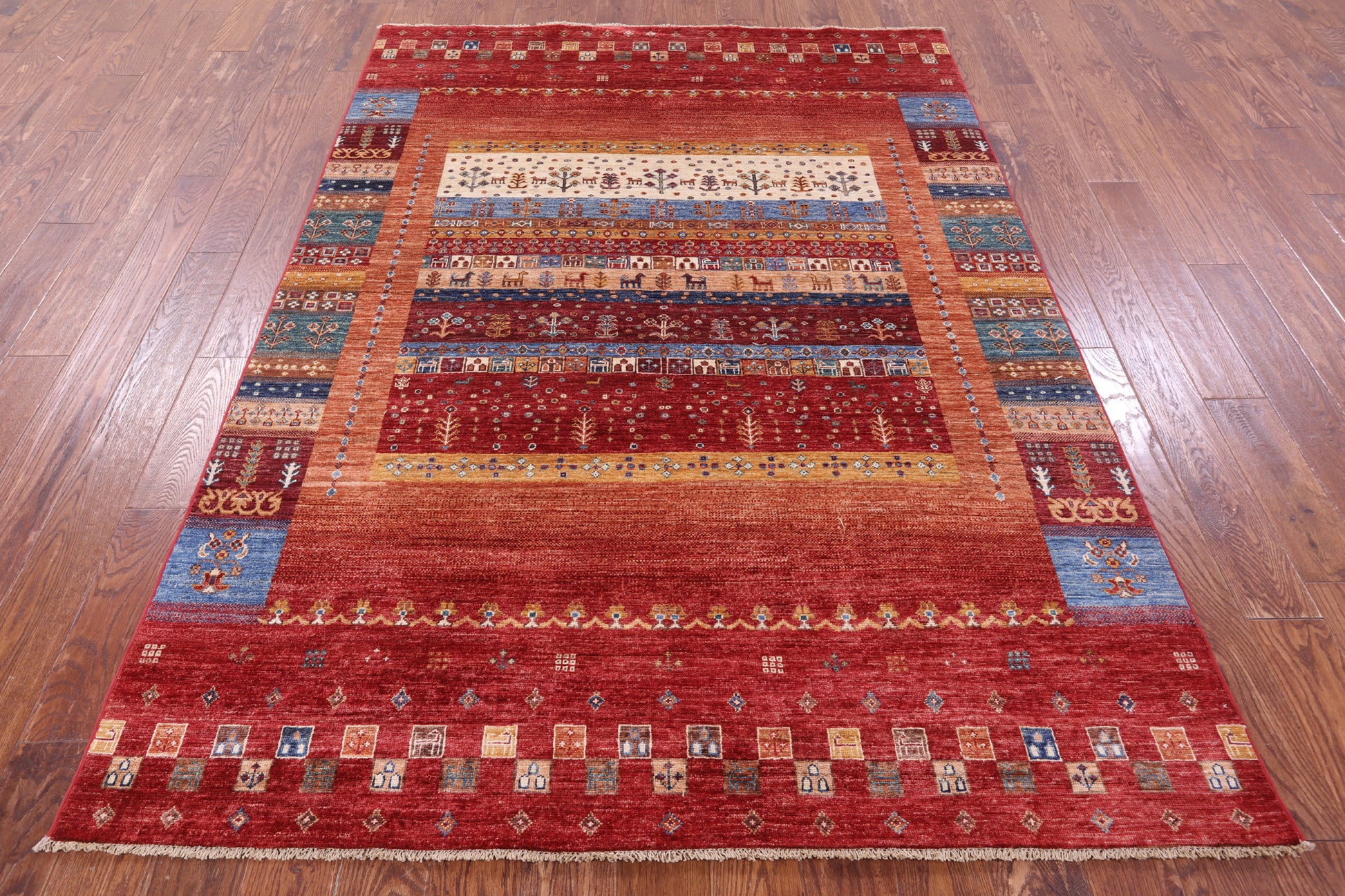 Tribal Persian Gabbeh Hand Knotted Wool Rug - 5' 7" X 7' 10" - Golden Nile