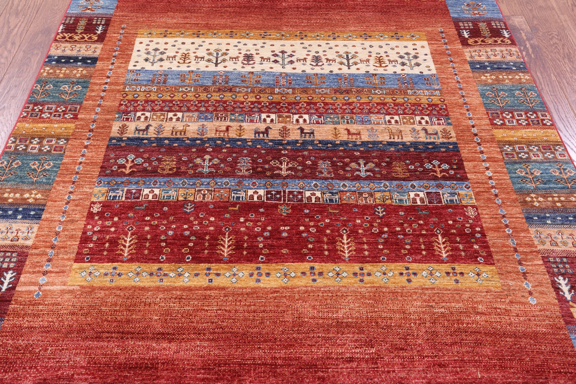 Tribal Persian Gabbeh Hand Knotted Wool Rug - 5' 7" X 7' 10" - Golden Nile