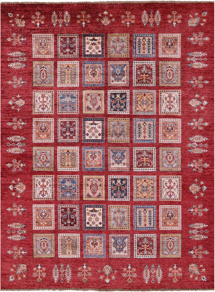 Red Garden Design Persian Hand Knotted Wool Rug - 5' 11" X 7' 9" - Golden Nile