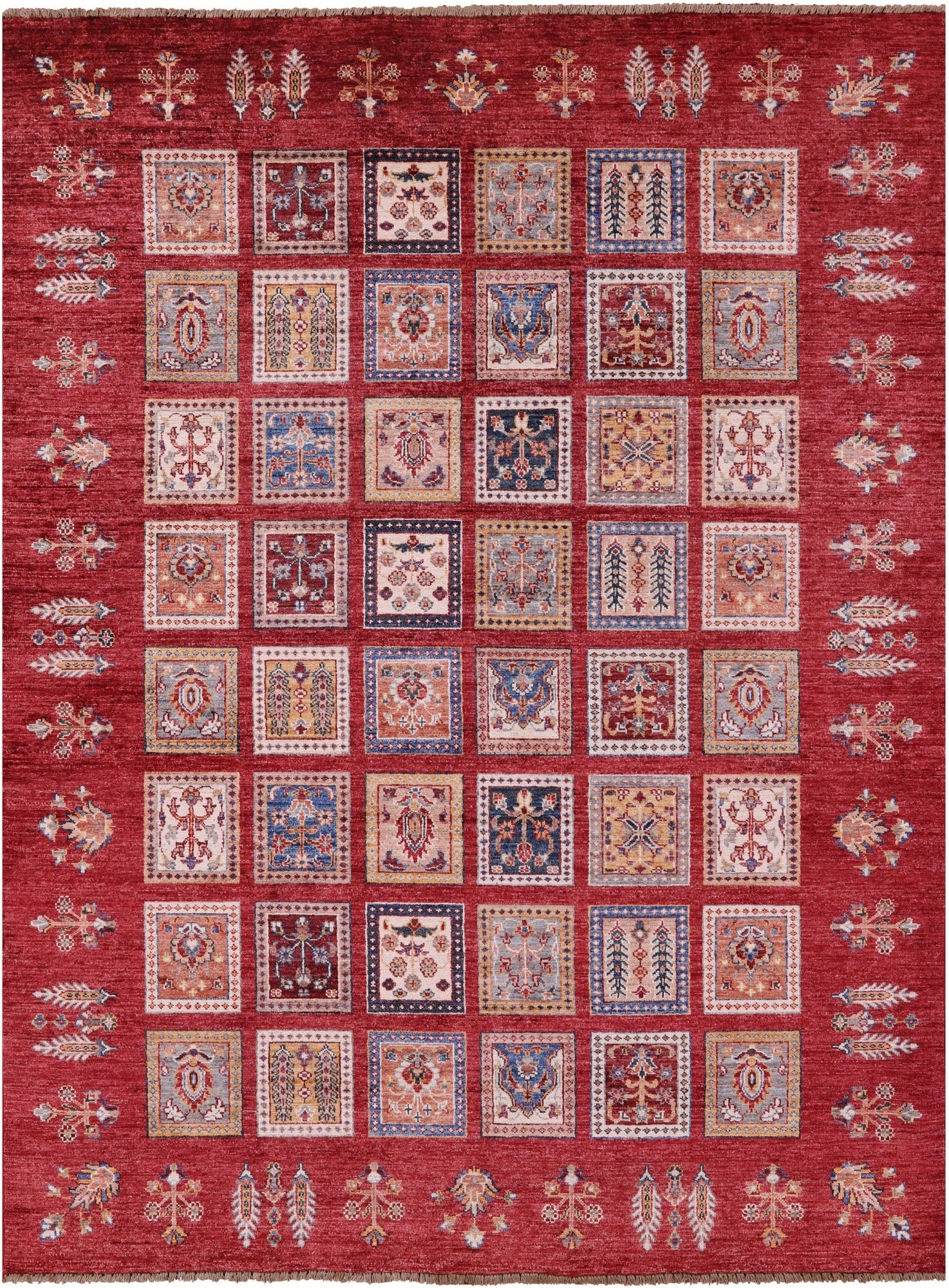 Red Garden Design Persian Hand Knotted Wool Rug - 5' 11" X 7' 9" - Golden Nile