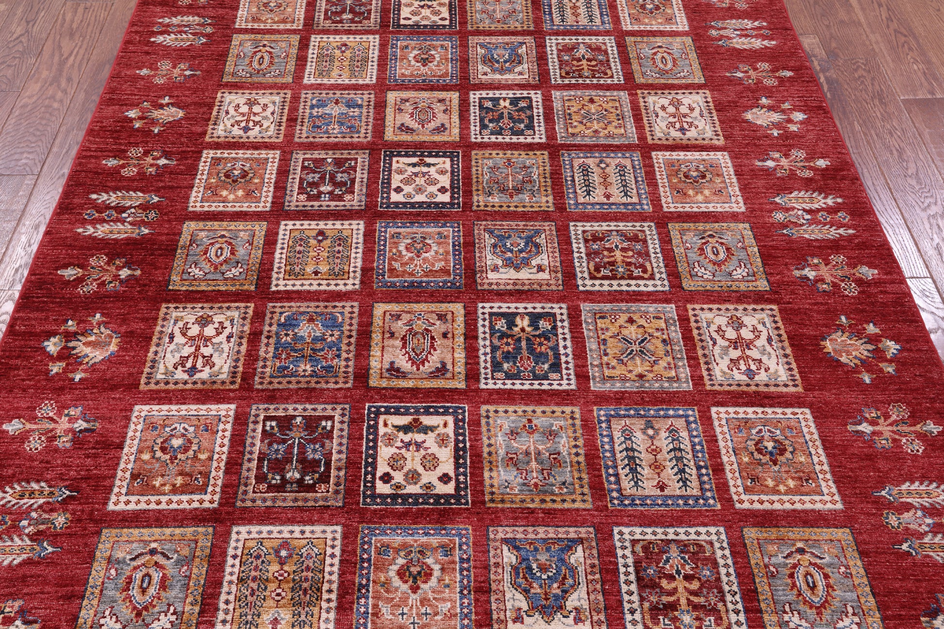 Red Garden Design Persian Hand Knotted Wool Rug - 5' 11" X 7' 9" - Golden Nile