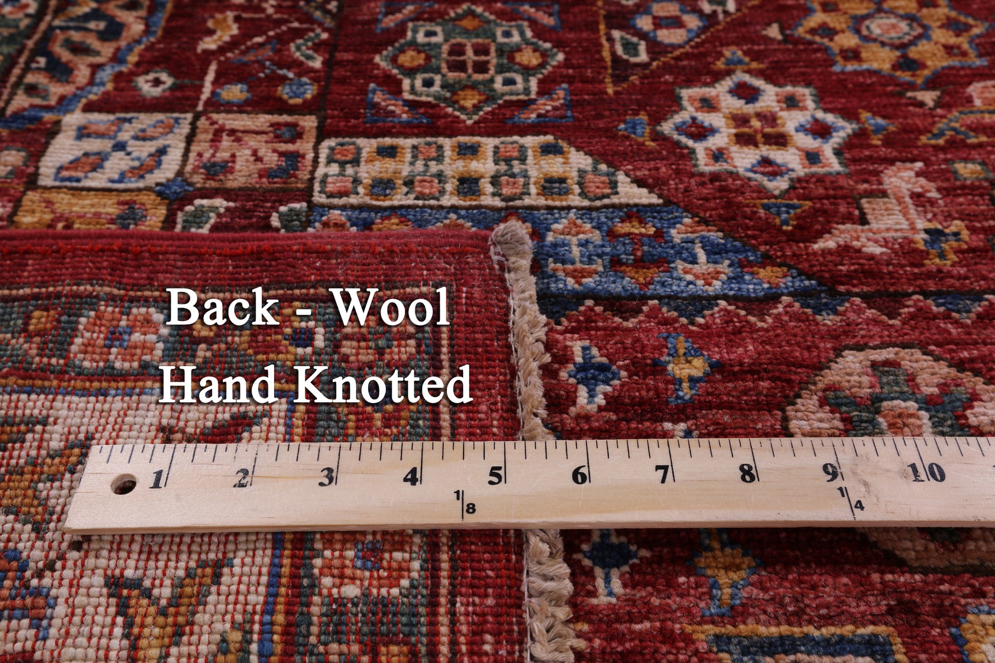 Red Geometric Persian Mamluk Hand Knotted Wool Rug - 6' 0" X 8' 6" - Golden Nile