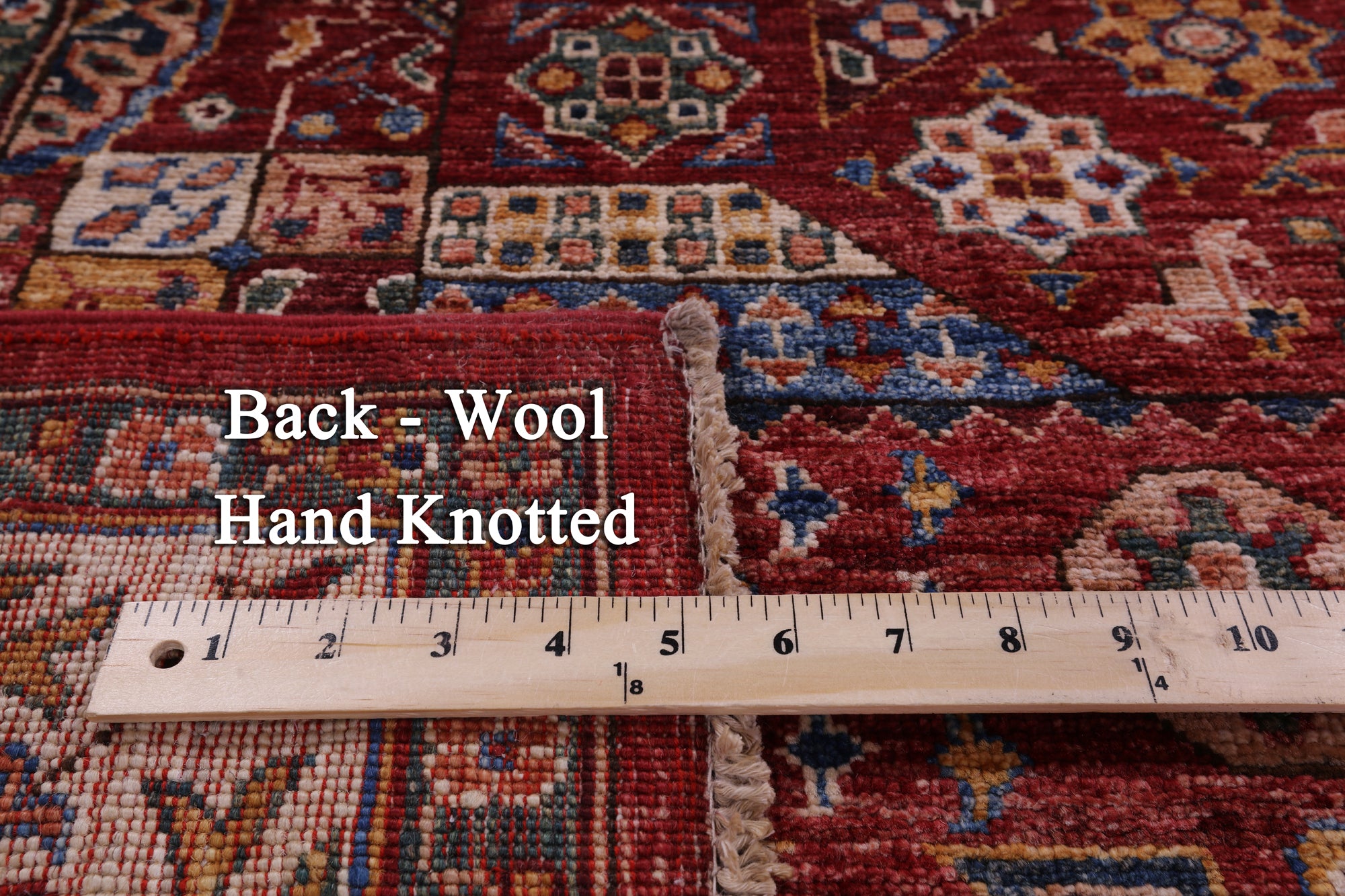 Red Geometric Persian Mamluk Hand Knotted Wool Rug - 6' 0" X 8' 6" - Golden Nile