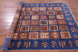 Blue Garden Design Persian Hand Knotted Wool Rug - 5' 10" X 7' 10" - Golden Nile