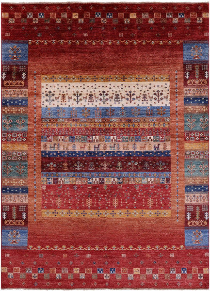 Tribal Persian Gabbeh Hand Knotted Wool Rug - 5' 9" X 7' 10" - Golden Nile