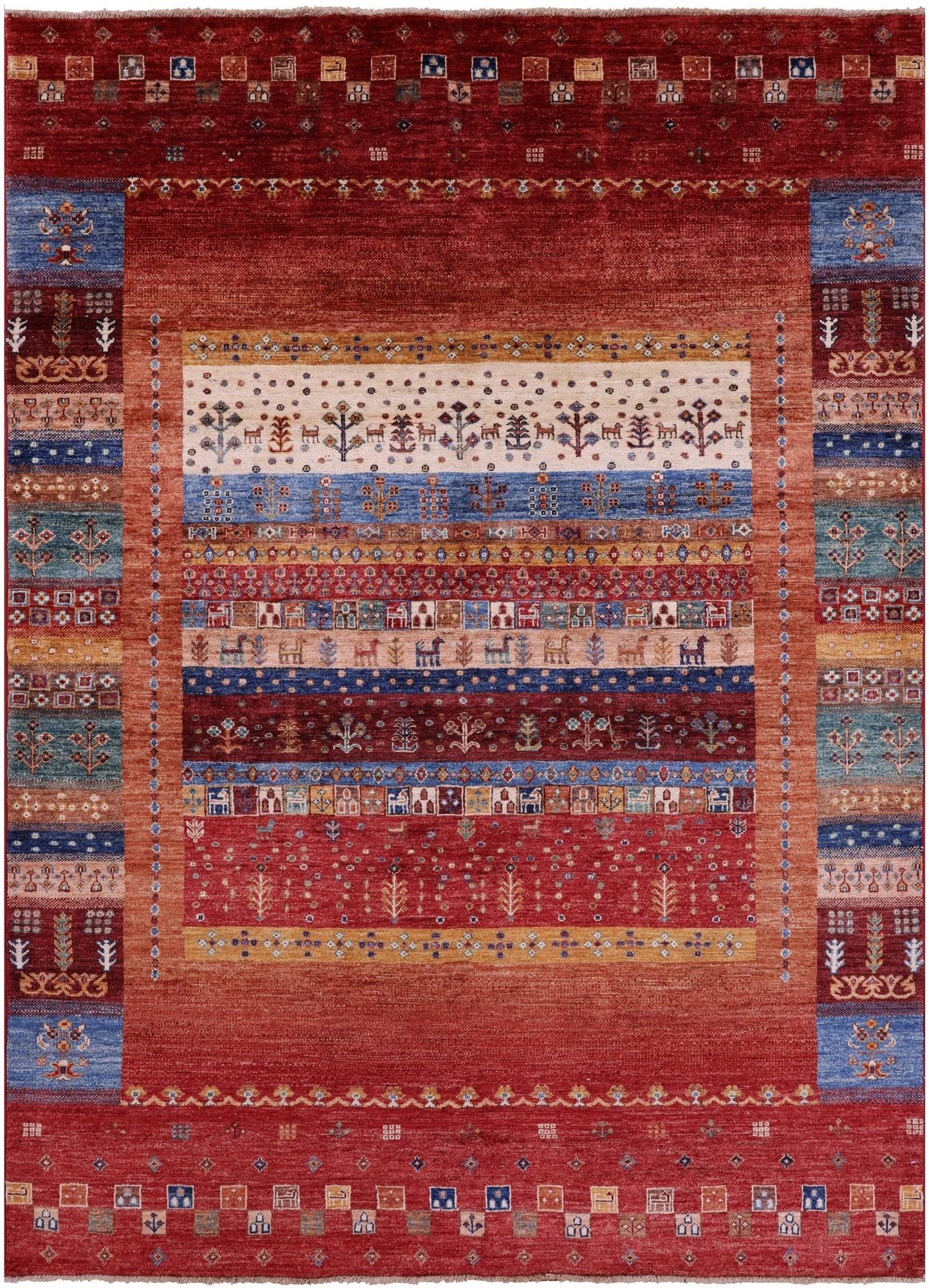Tribal Persian Gabbeh Hand Knotted Wool Rug - 5' 9" X 7' 10" - Golden Nile