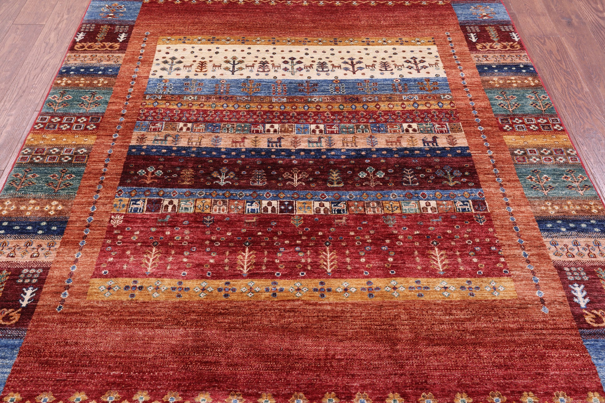Tribal Persian Gabbeh Hand Knotted Wool Rug - 5' 9" X 7' 10" - Golden Nile