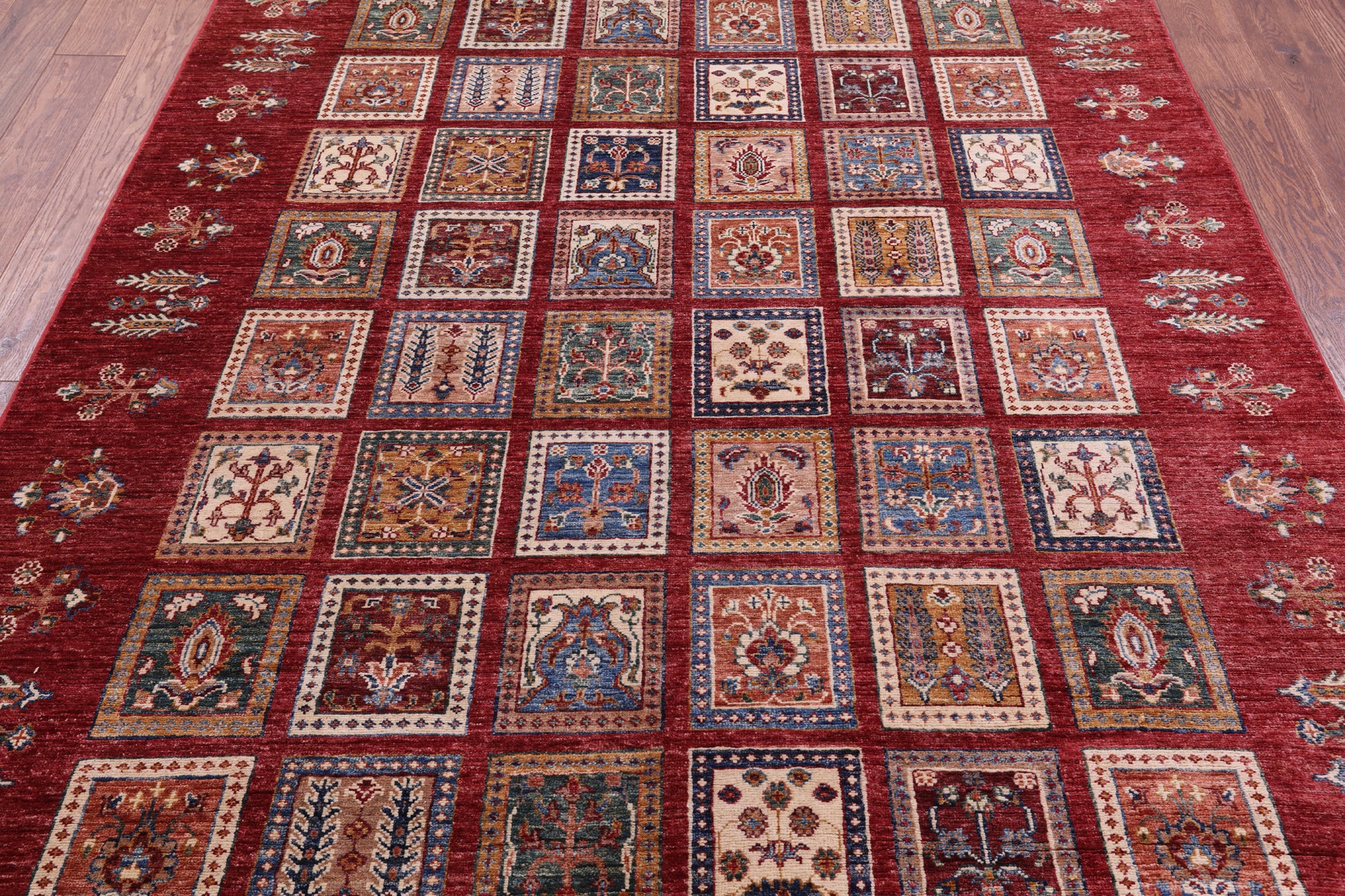 Red Garden Design Persian Hand Knotted Wool Rug - 5' 11" X 7' 7" - Golden Nile