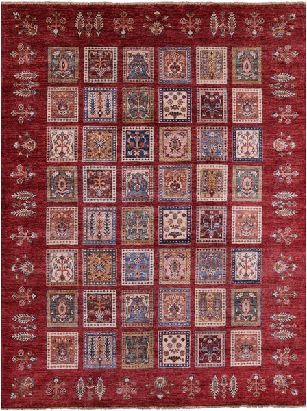 Red Garden Design Persian Hand Knotted Wool Rug - 5' 11" X 7' 7" - Golden Nile