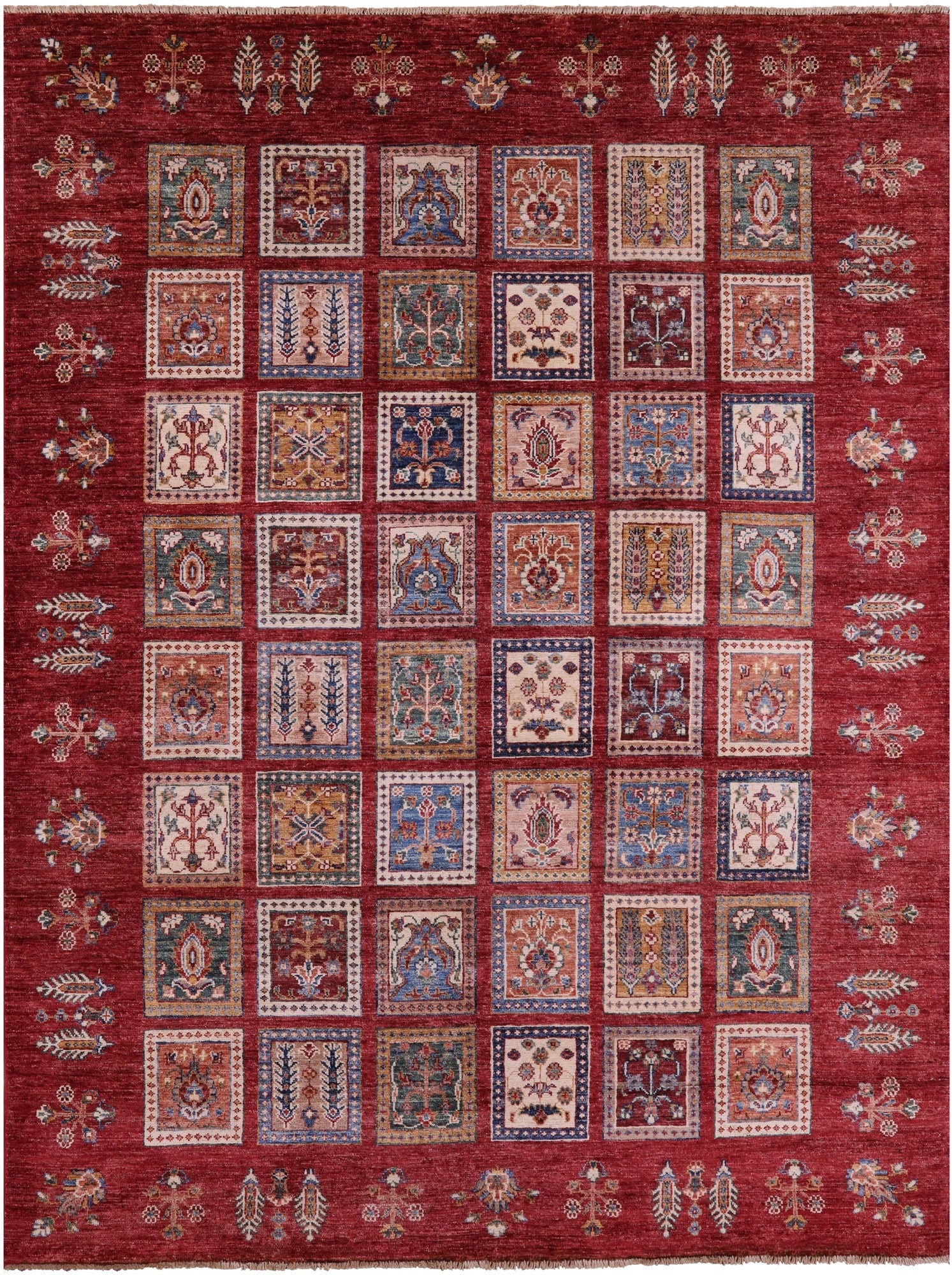 Red Garden Design Persian Hand Knotted Wool Rug - 5' 11" X 7' 7" - Golden Nile