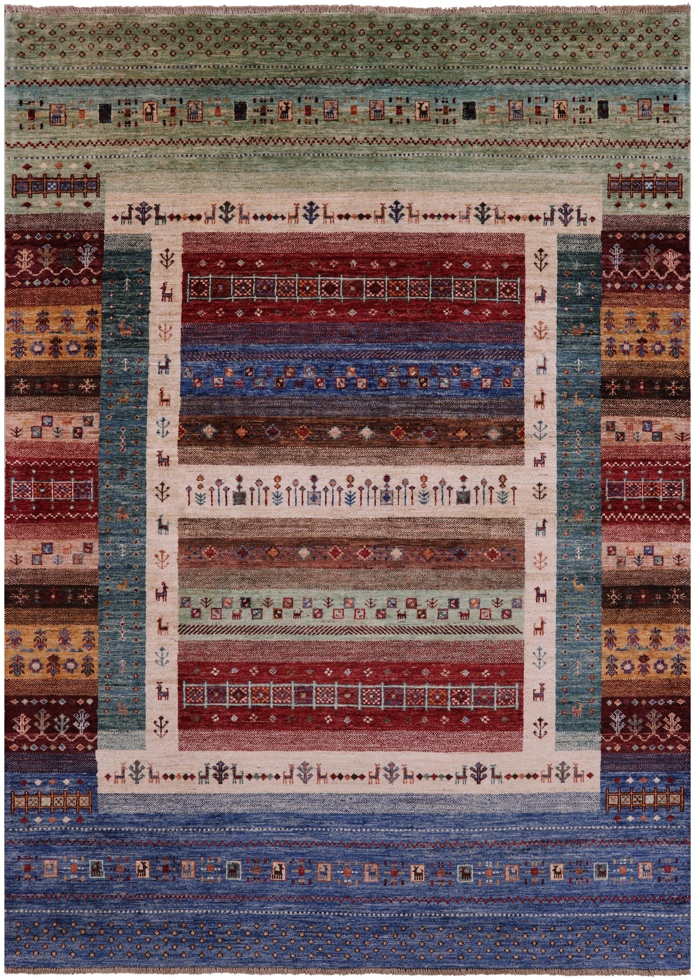 Tribal Persian Gabbeh Hand Knotted Wool Rug - 5' 9" X 8' 0" - Golden Nile