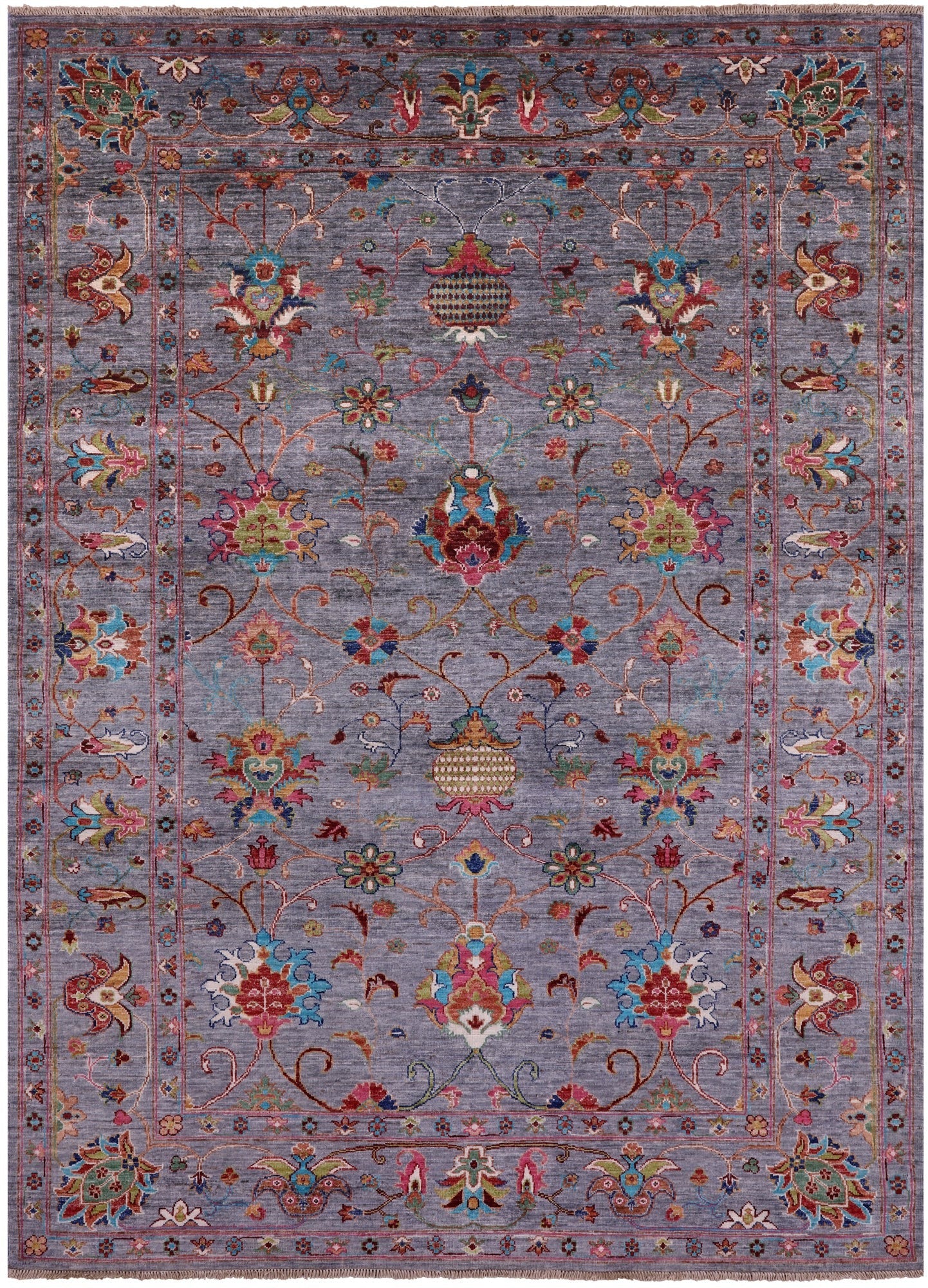 Grey Peshawar Hand Knotted Wool Rug - 5' 10" X 8' 0" - Golden Nile