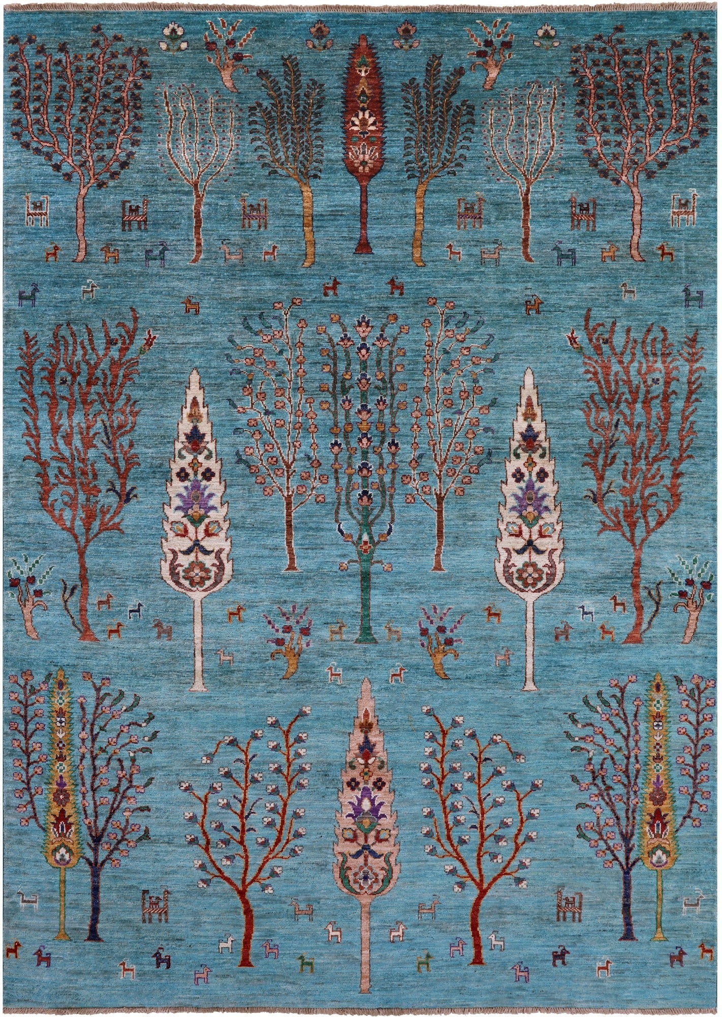 Blue Tribal Persian Gabbeh Hand Knotted Wool Rug - 5' 9" X 8' 2" - Golden Nile