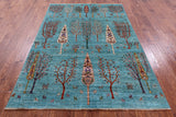 Blue Tribal Persian Gabbeh Hand Knotted Wool Rug - 5' 9" X 8' 2" - Golden Nile
