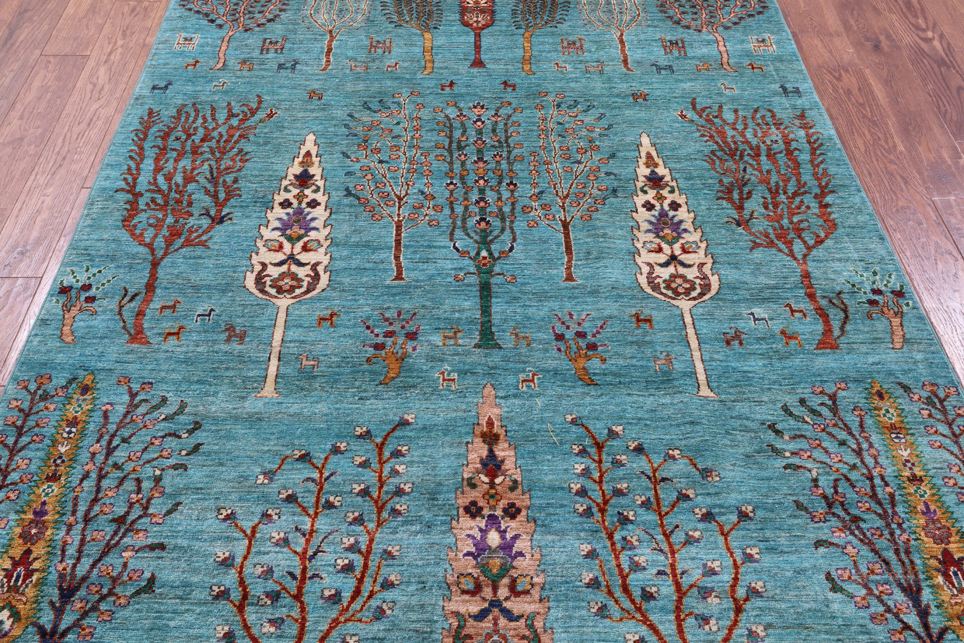 Blue Tribal Persian Gabbeh Hand Knotted Wool Rug - 5' 9" X 8' 2" - Golden Nile
