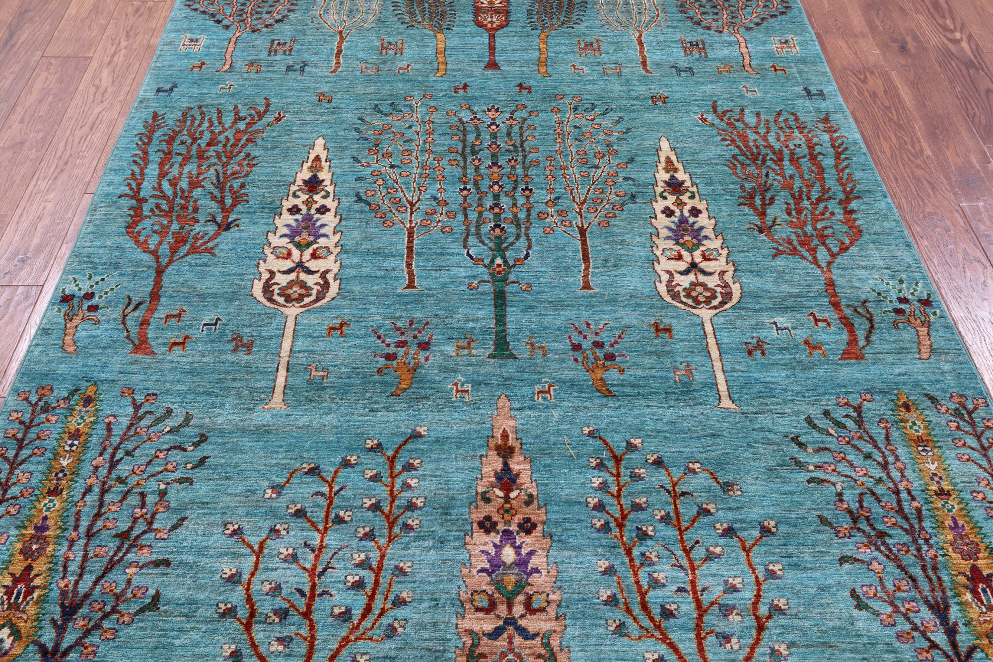 Blue Tribal Persian Gabbeh Hand Knotted Wool Rug - 5' 9" X 8' 2" - Golden Nile