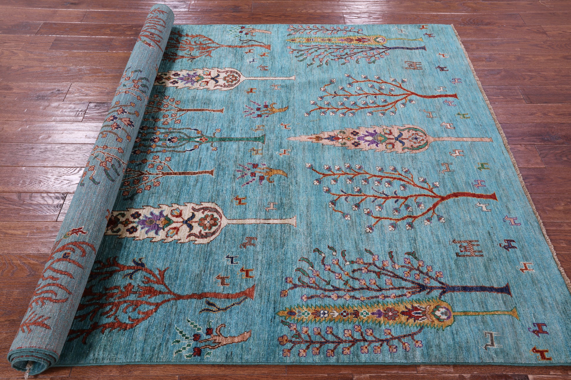 Blue Tribal Persian Gabbeh Hand Knotted Wool Rug - 5' 9" X 8' 2" - Golden Nile
