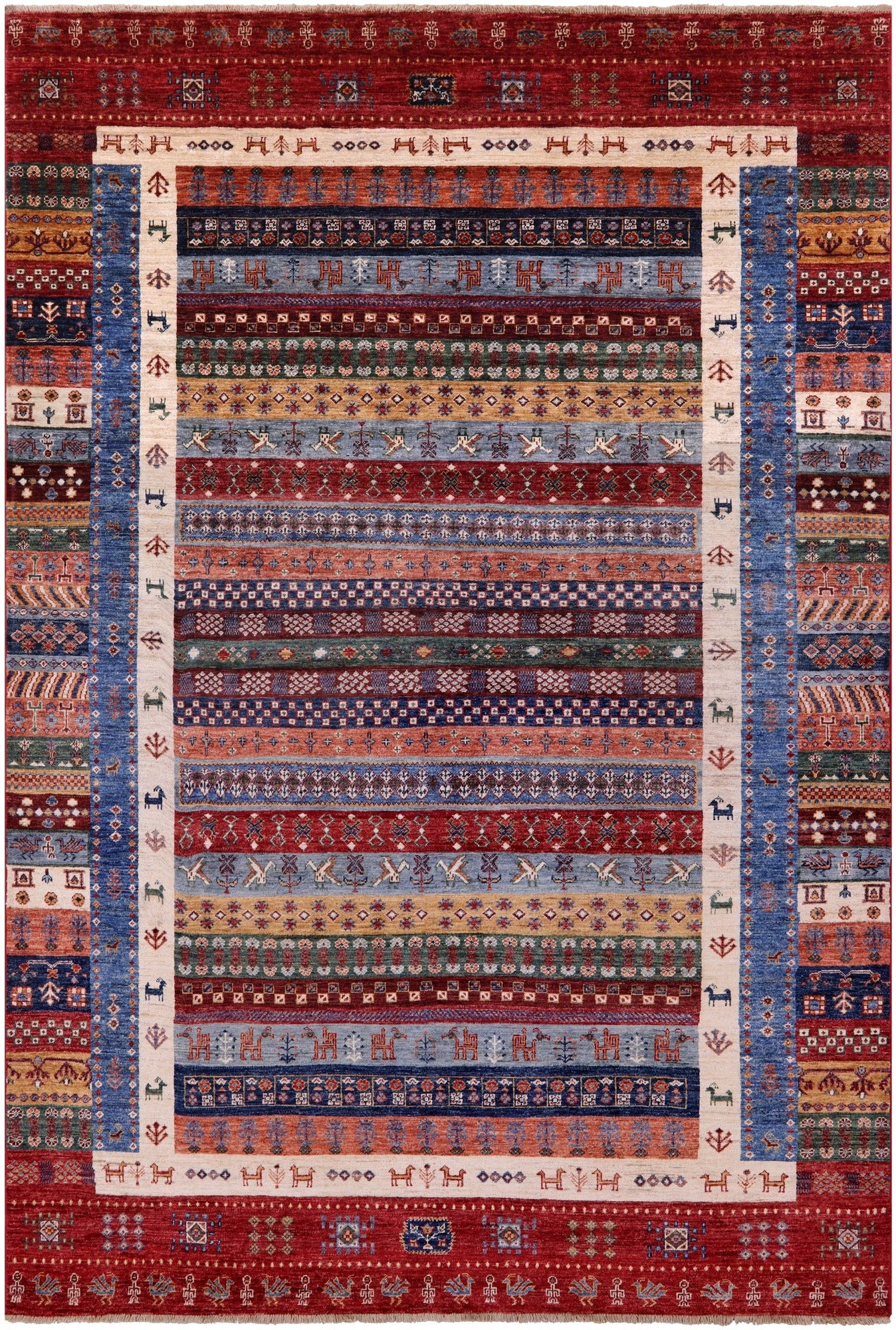 Tribal Persian Gabbeh Hand Knotted Wool Rug - 6' 11" X 10' 1" - Golden Nile