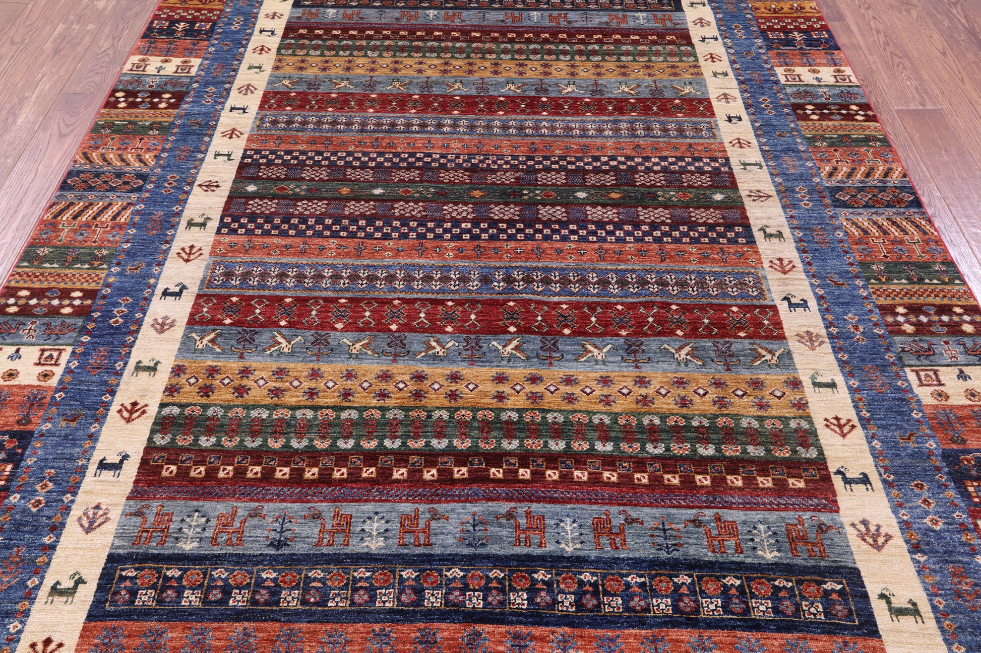 Tribal Persian Gabbeh Hand Knotted Wool Rug - 6' 11" X 10' 1" - Golden Nile