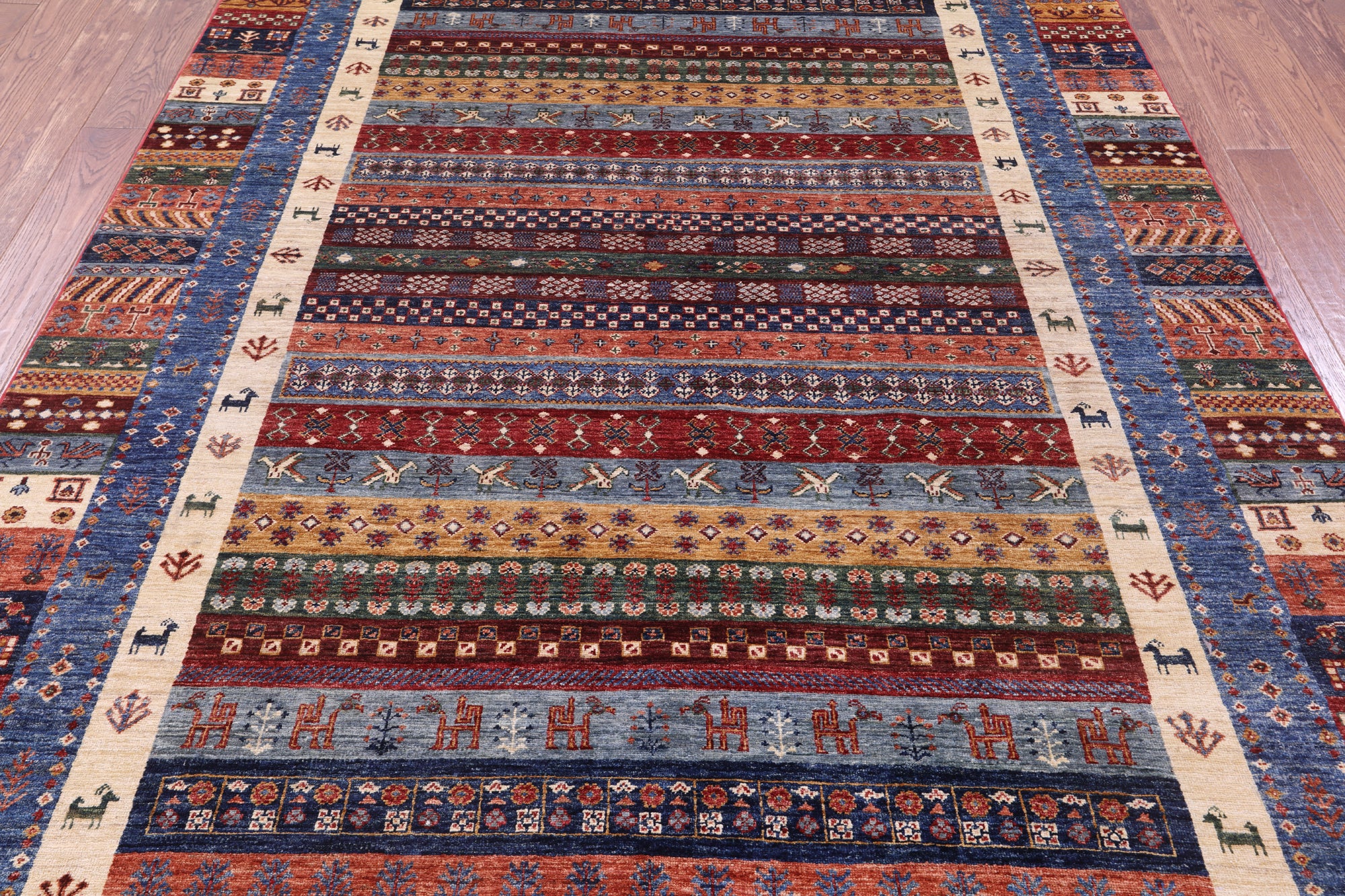 Tribal Persian Gabbeh Hand Knotted Wool Rug - 6' 11" X 10' 1" - Golden Nile