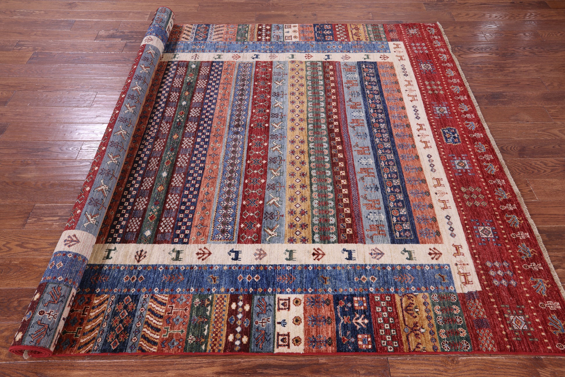 Tribal Persian Gabbeh Hand Knotted Wool Rug - 6' 11" X 10' 1" - Golden Nile