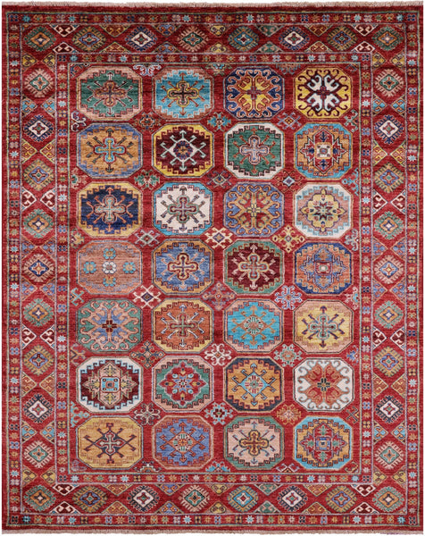 Red Turkmen Ersari Hand Knotted Wool Rug - 5' 2" X 6' 6" - Golden Nile