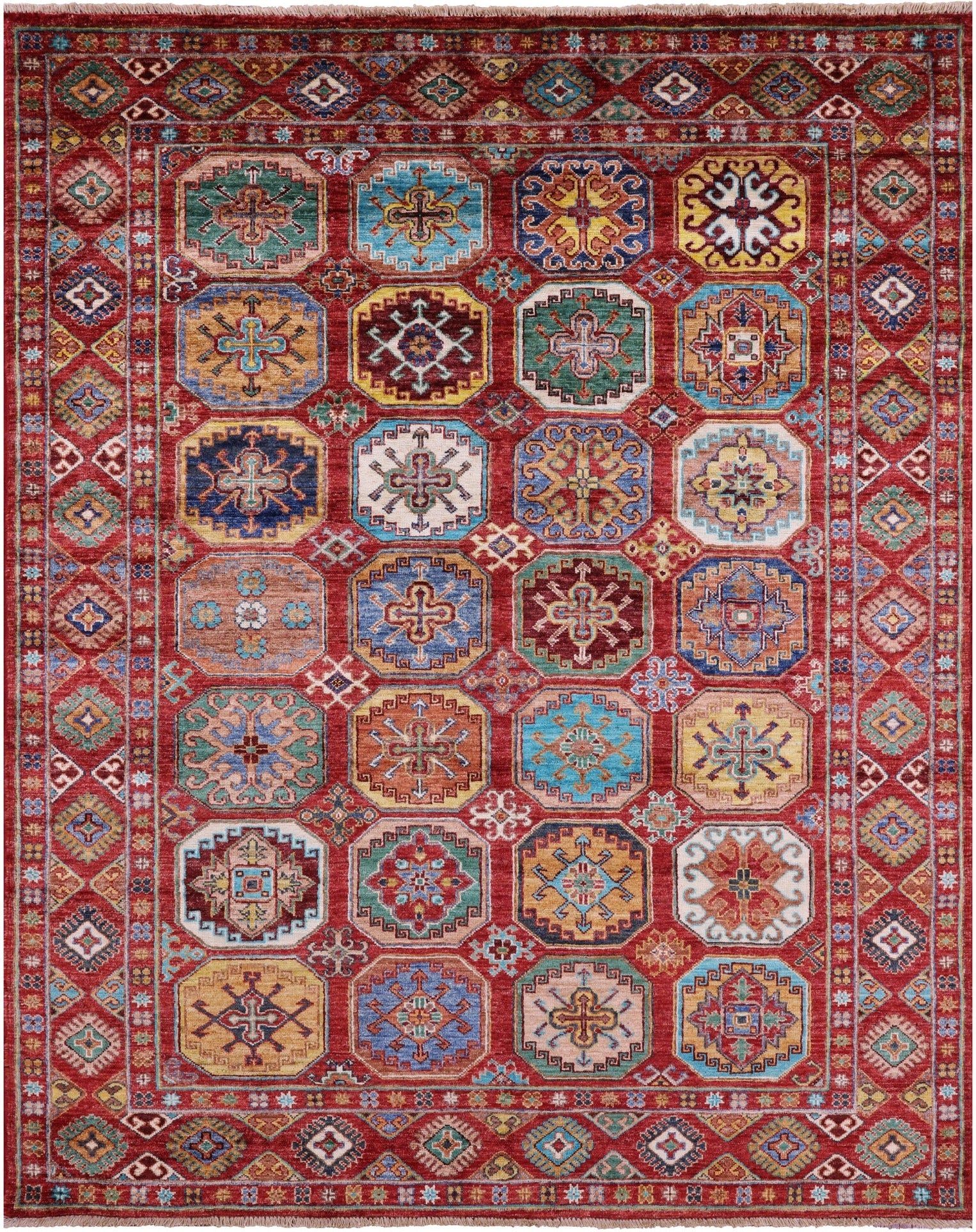 Red Turkmen Ersari Hand Knotted Wool Rug - 5' 2" X 6' 6" - Golden Nile