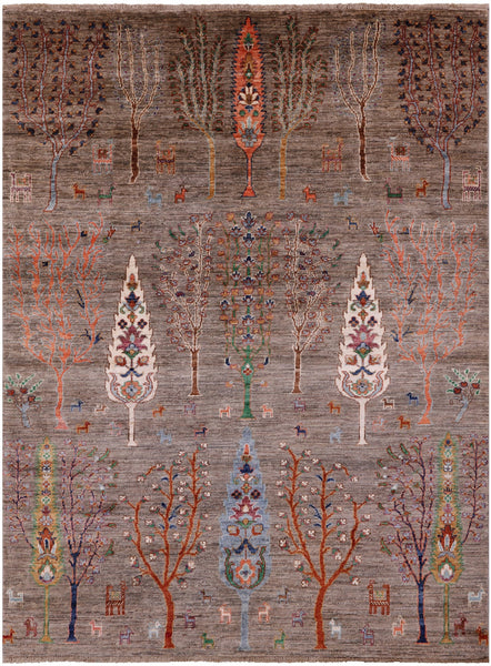 Persian Gabbeh Tribal Hand Knotted Wool Rug - 5' 0" X 6' 8" - Golden Nile
